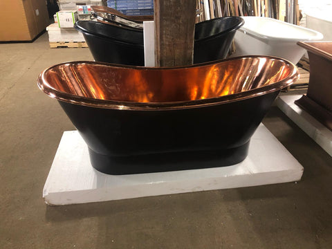 70" Thaine Antique Black Copper Double Slipper Pedestal Tub