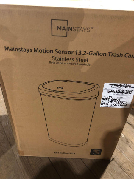 Mainstays Motion Sensor Wastebasket Can, 13.2 Gallon, Stainless Steel