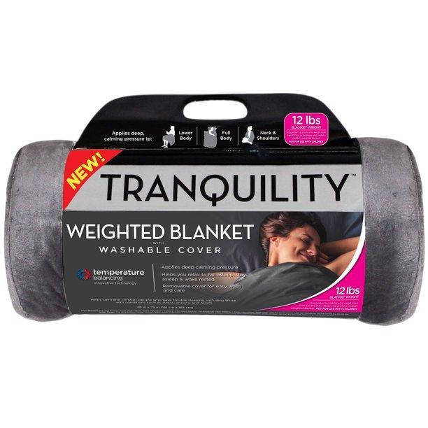 Tranquility Temperature Balancing Weighted Blanket with Washable Cover, 12 lbs