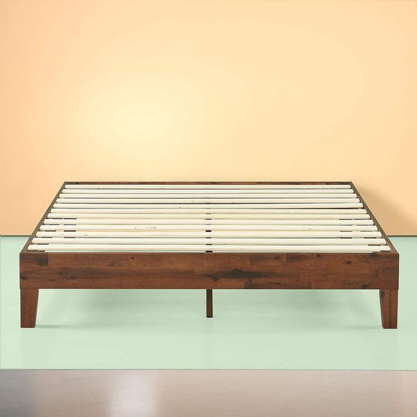 Zinus Marissa 12 Inch Deluxe Wood Platform Bed / No Box Spring Needed / Wood Slat Support / Antique Espresso Finish, King