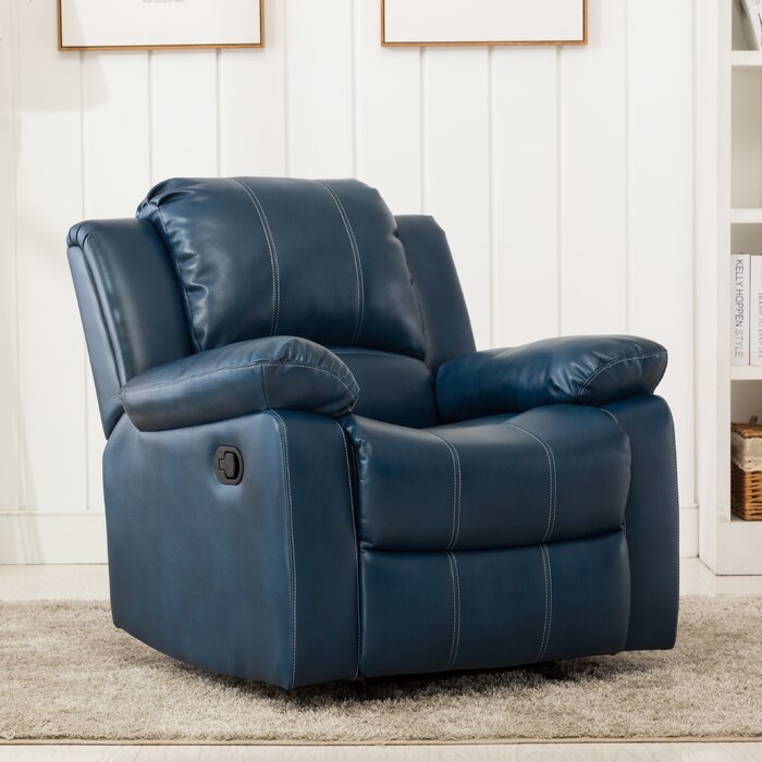 Symone 37.75" Wide Faux Leather Manual Glider Standard Recliner