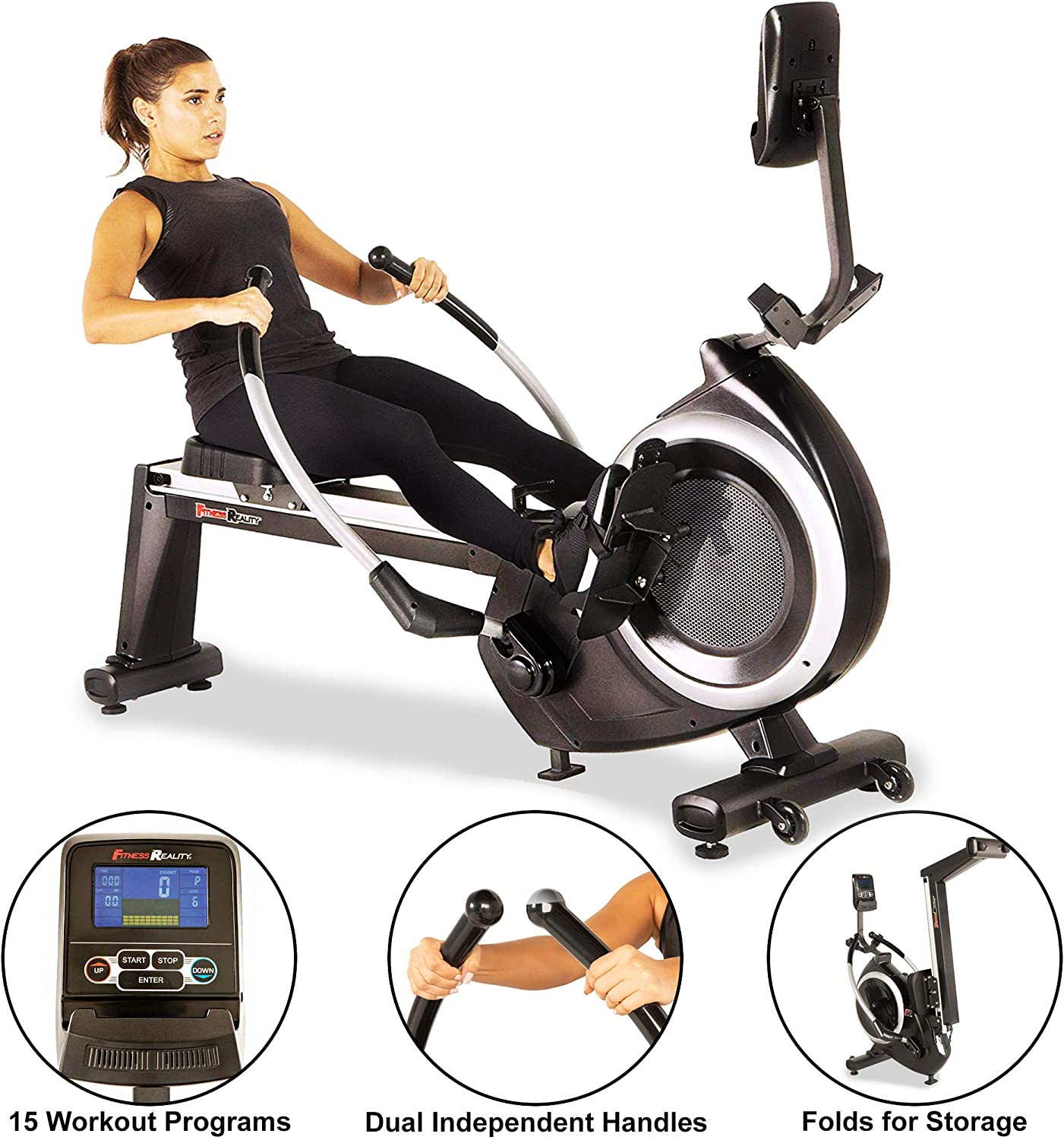 Fitness Reality 4000MR Magnetic Rower Rowing Machine with 15 Workout P –  A-Z Liquidations LLC