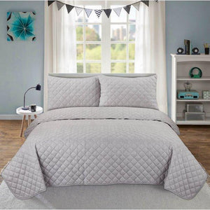 Your Zone Cotton Flannel Quilt Set, Twin/Twin XL, Soft Silver