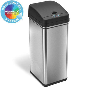iTouchless 13 Gallon Touchless Sensor Kitchen Trash Can, Stainless Steel, Odor Filter System